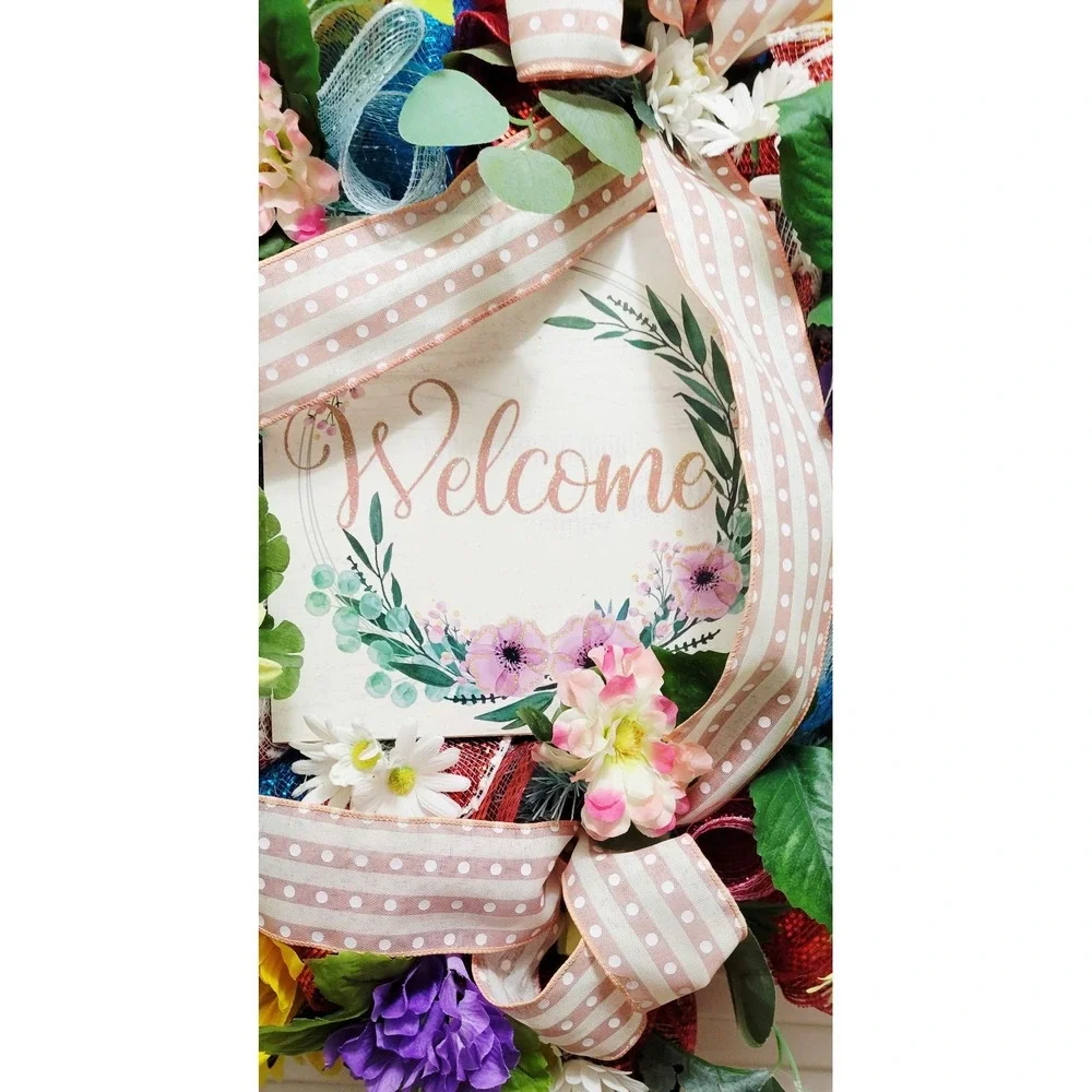 Welcome wreath for spring and summer..